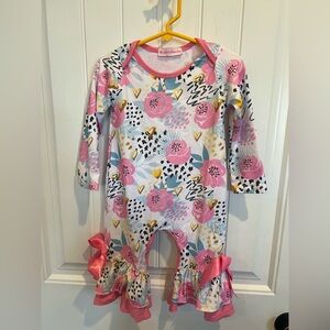 Brylin Marie 12-18 M Pink Floral Ruffle Baby Romper
